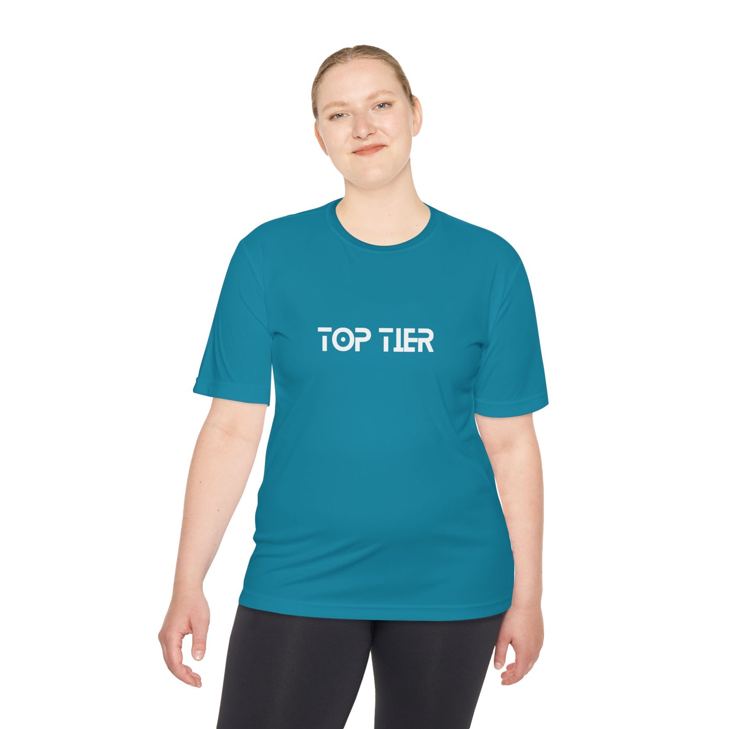 Printify Top Tier Performance Tee, a comfortable men's T-shirt with a sleek design, shown in a close-up view.