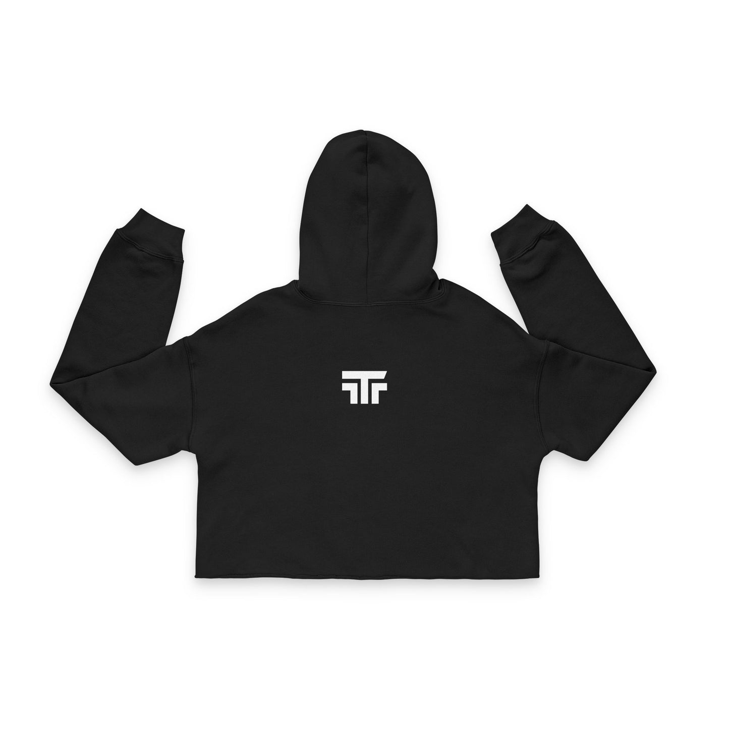 Gray Crop Top Hoodie Gymrat by Printify, showing a stylish hoodie with a cropped design and gym-inspired print.
