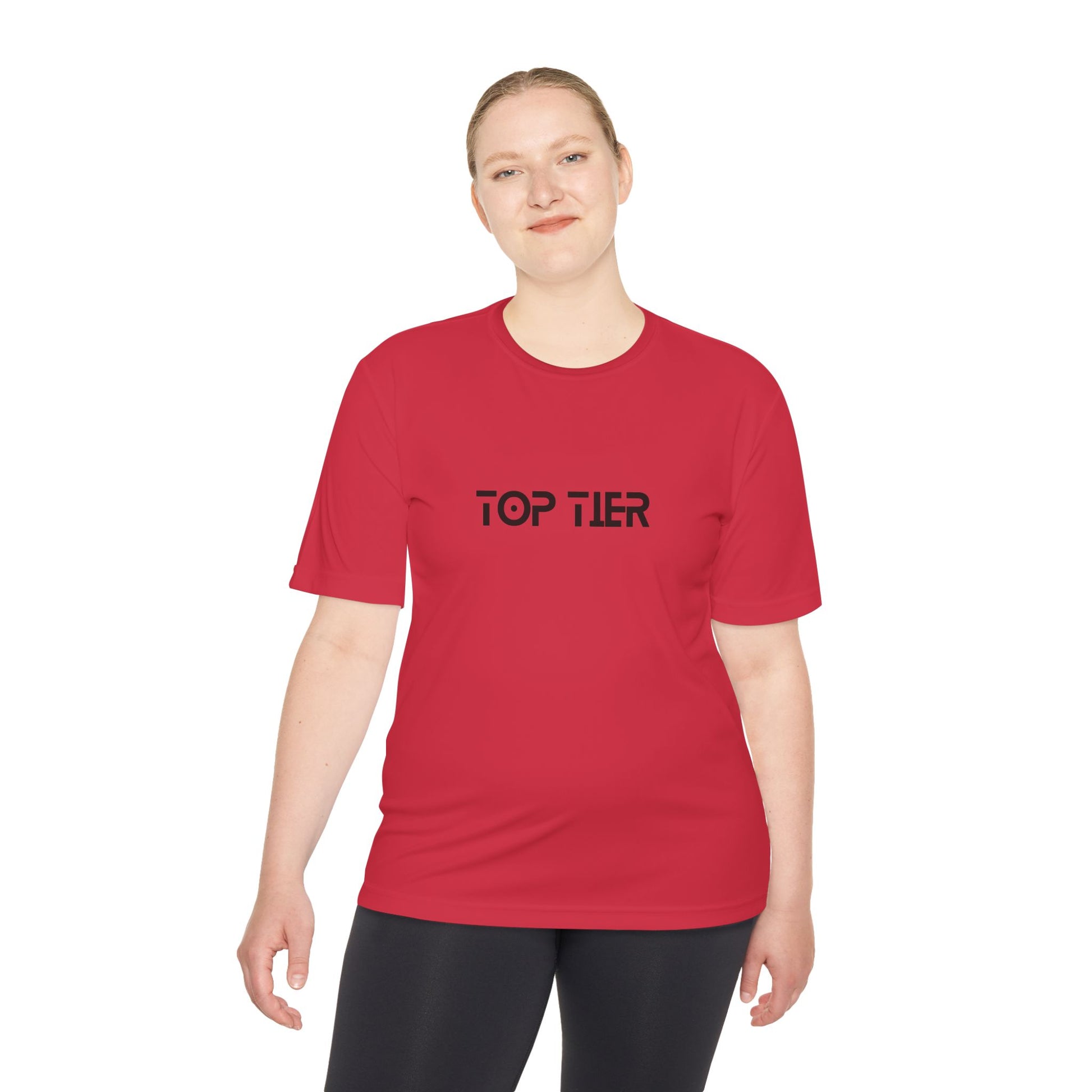 Printify Top Tier Performance T-Shirt displayed flat, showing its design and fabric texture on a neutral background.