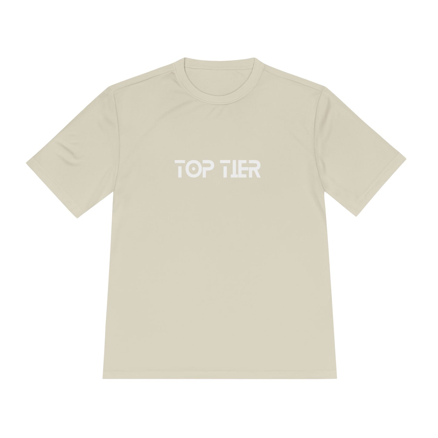 Printify Top Tier Performance T-Shirt displayed flat, showcasing the comfortable fit and high-quality fabric in a neutral color.