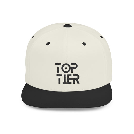 Embroidery Flat Bill Snapback Hat Black Font